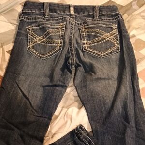 Ariat Dark Blue Boot Cut Jeans with Embroidered Pockets